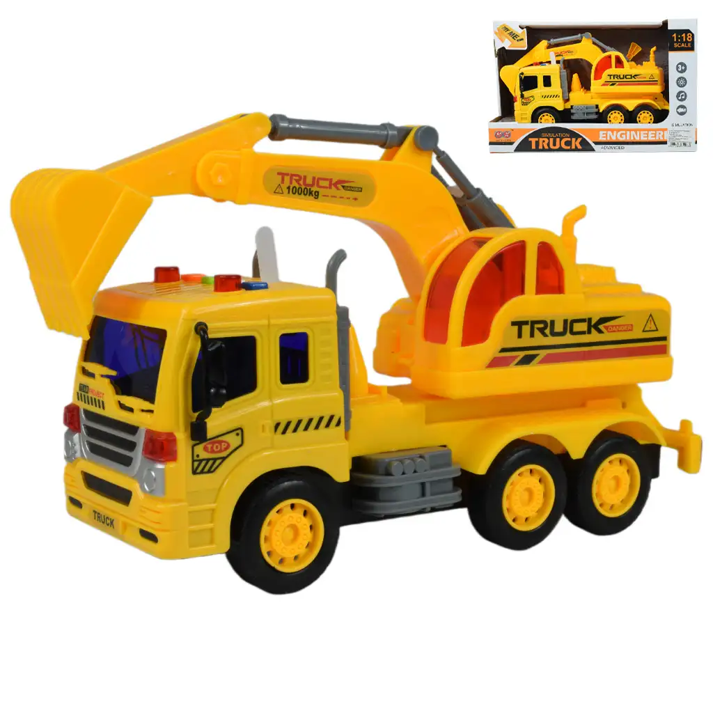 City Truck: Bagger-LKW mit Licht und Sound 1/18