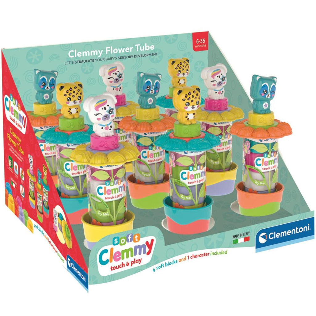 Clemmy: Weiche, bunte Bausteine mit Figur in blumiger Aufbewahrungsbox, 1 Stück - Clementoni kép 1