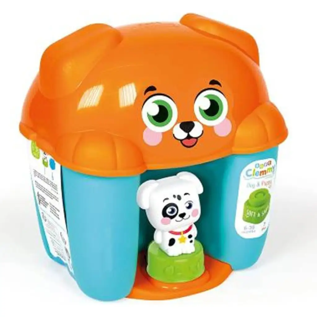 Clemmy brauner Hund weiches Bauspiel-Set in Aufbewahrungsbox - Clementoni kép 1