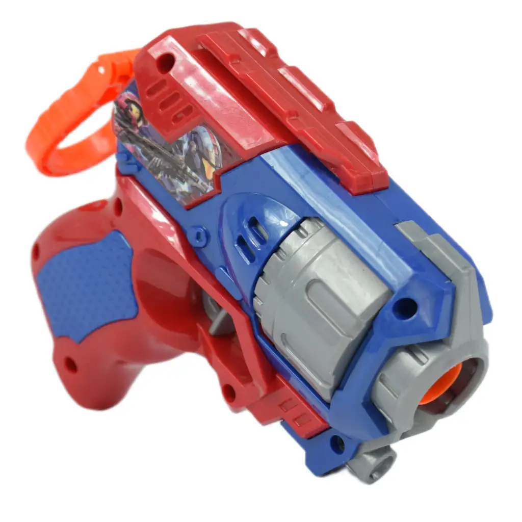 Cool Soft Bullet Gun: Kleine Schaumstoffpistole mit Munition in Blau-Rot, 14 cm kép 3