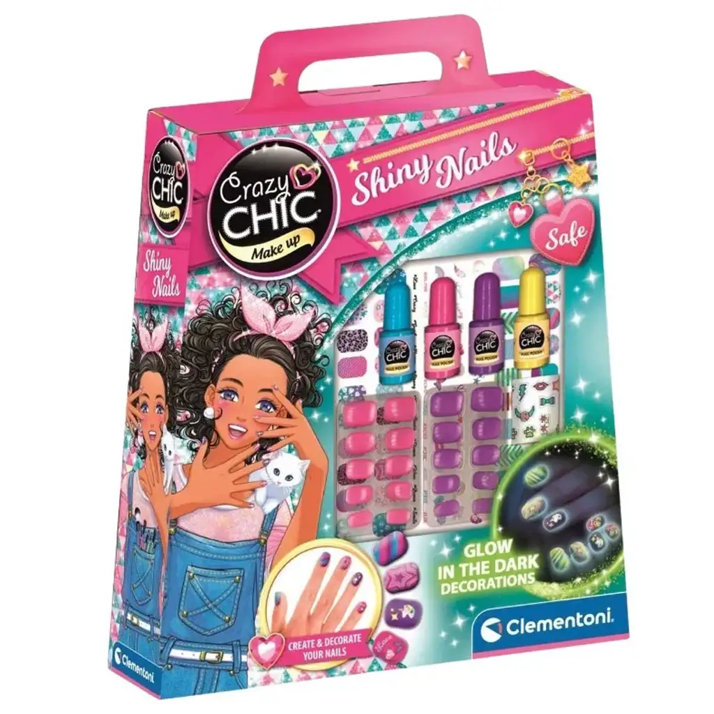 Crazy Chic: Leuchtendes Nageldekorationsset mit Aufklebern und Zubehör - Clementoni