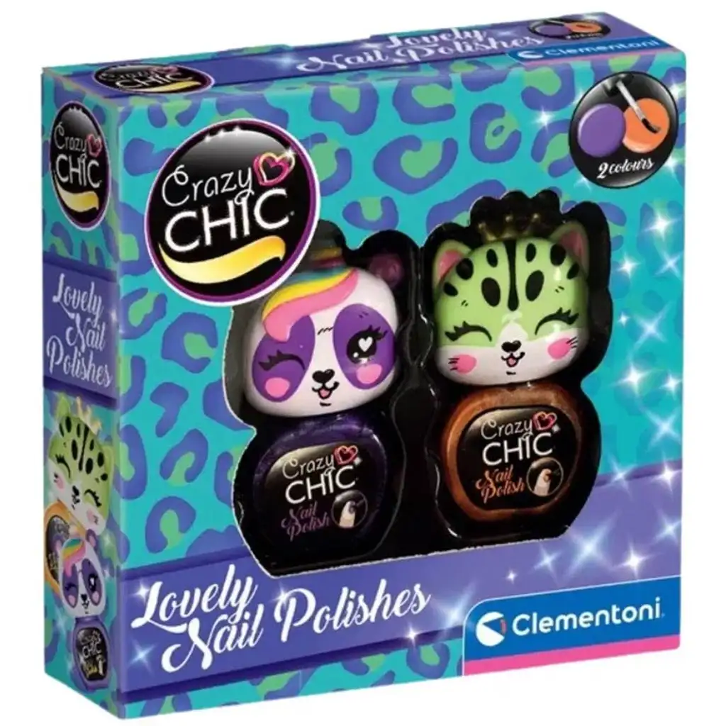Crazy Chic: Lovely Nail Nagellack mit Tierfiguren-Pinselkopf 2er-Set - Clementoni