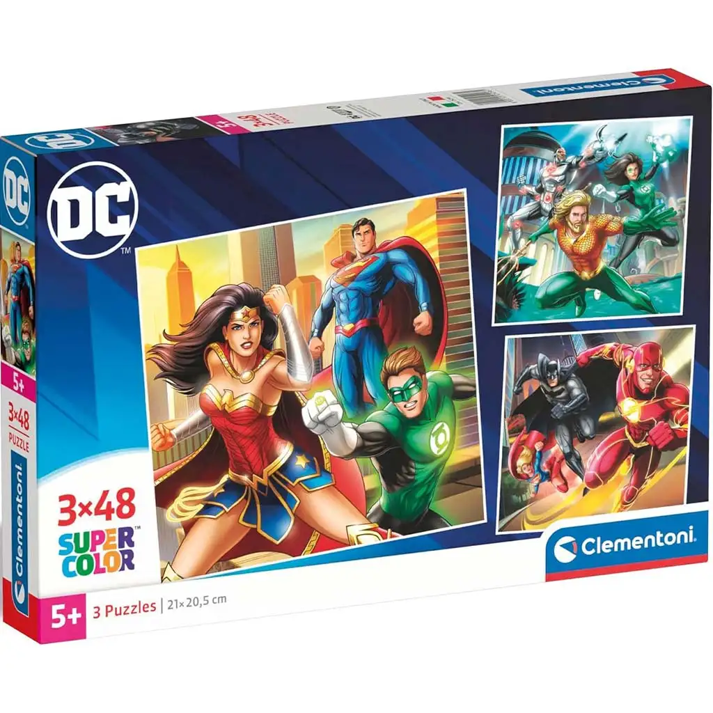 DC Die Liga der Gerechten 3x48-teilige Supercolor-Puzzle - Clementoni