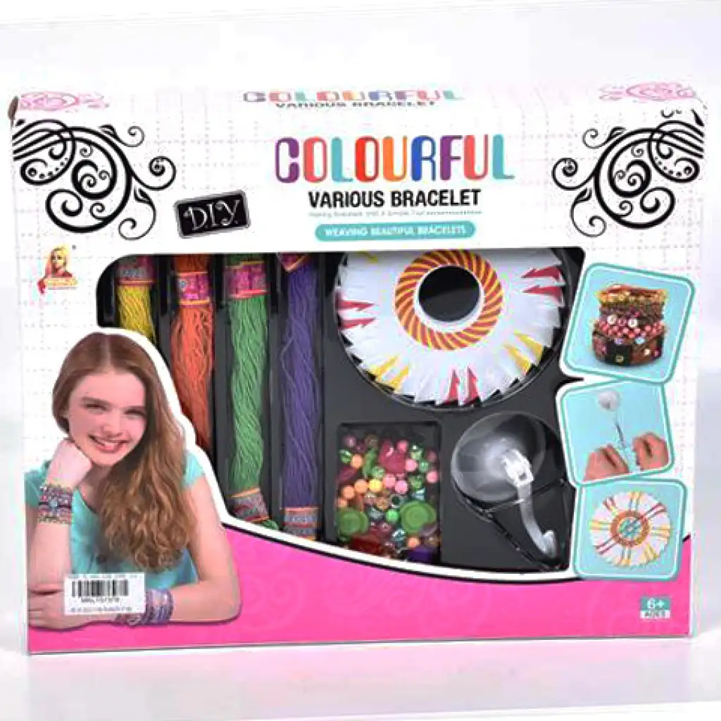 DIY Mach-es-selbst Armbandherstellungsset mit bunten Fäden und Perlen