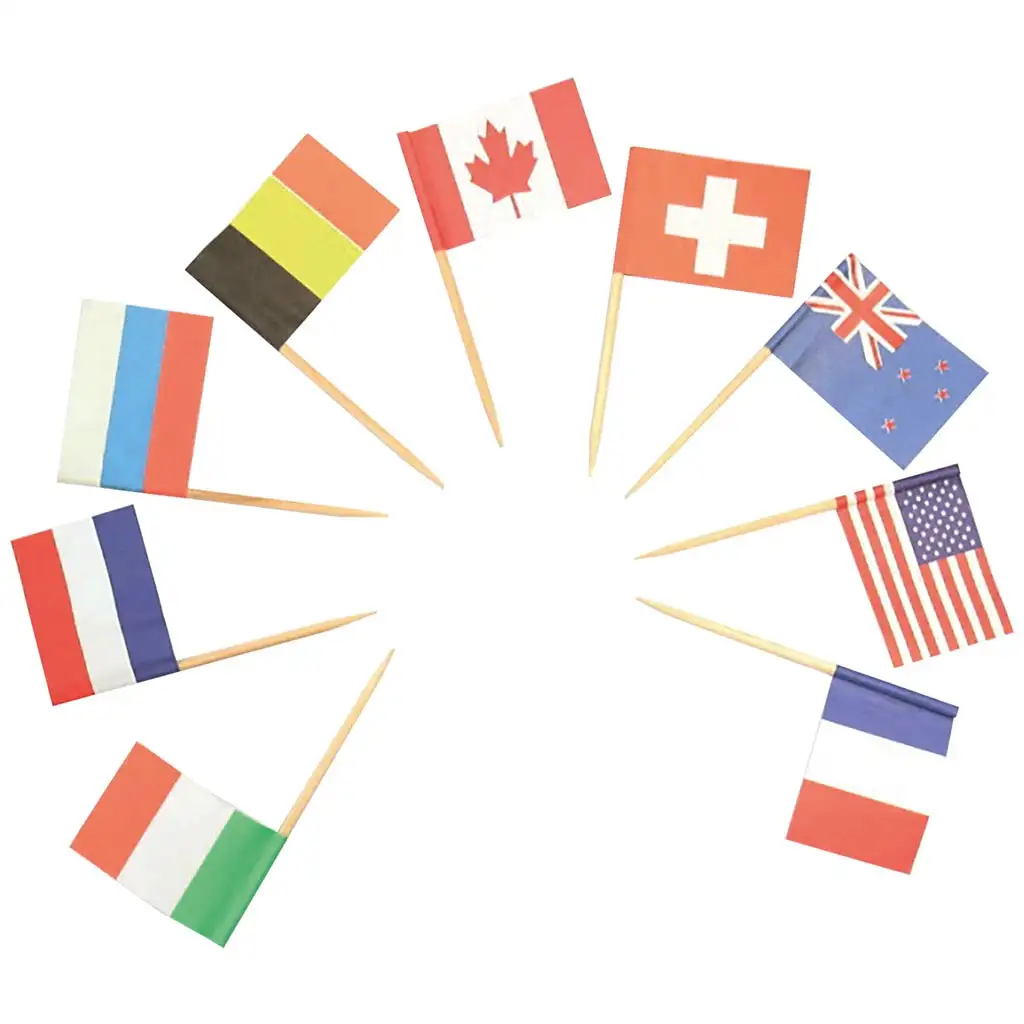 Dekorative Zahnstocher 24er-Set – Nationalflaggen