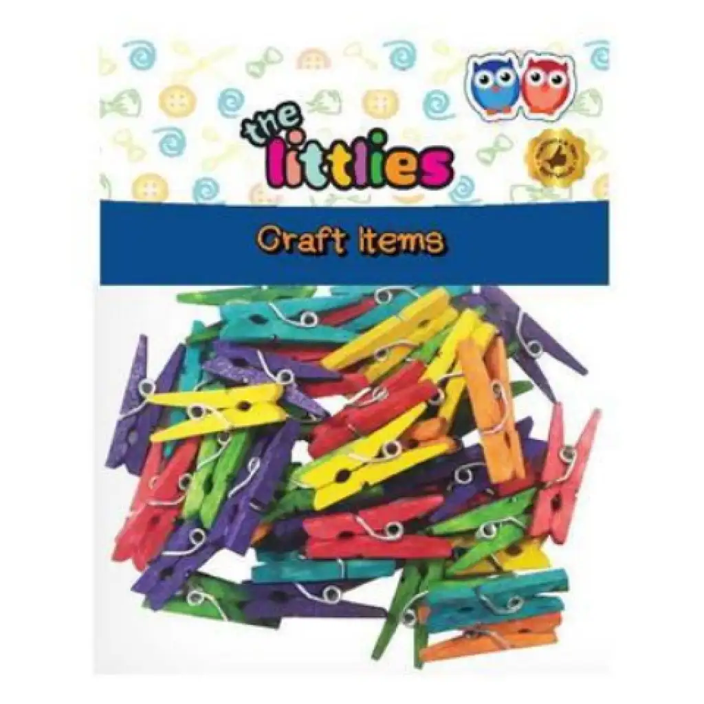 Dekorative bunte Holzklammern 25mm 45 Stück