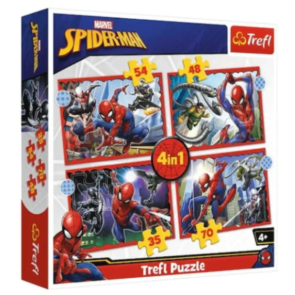 Der heldenhafte Spider-Man 4-in-1 70-54-48-35-teilige Puzzle - Trefl