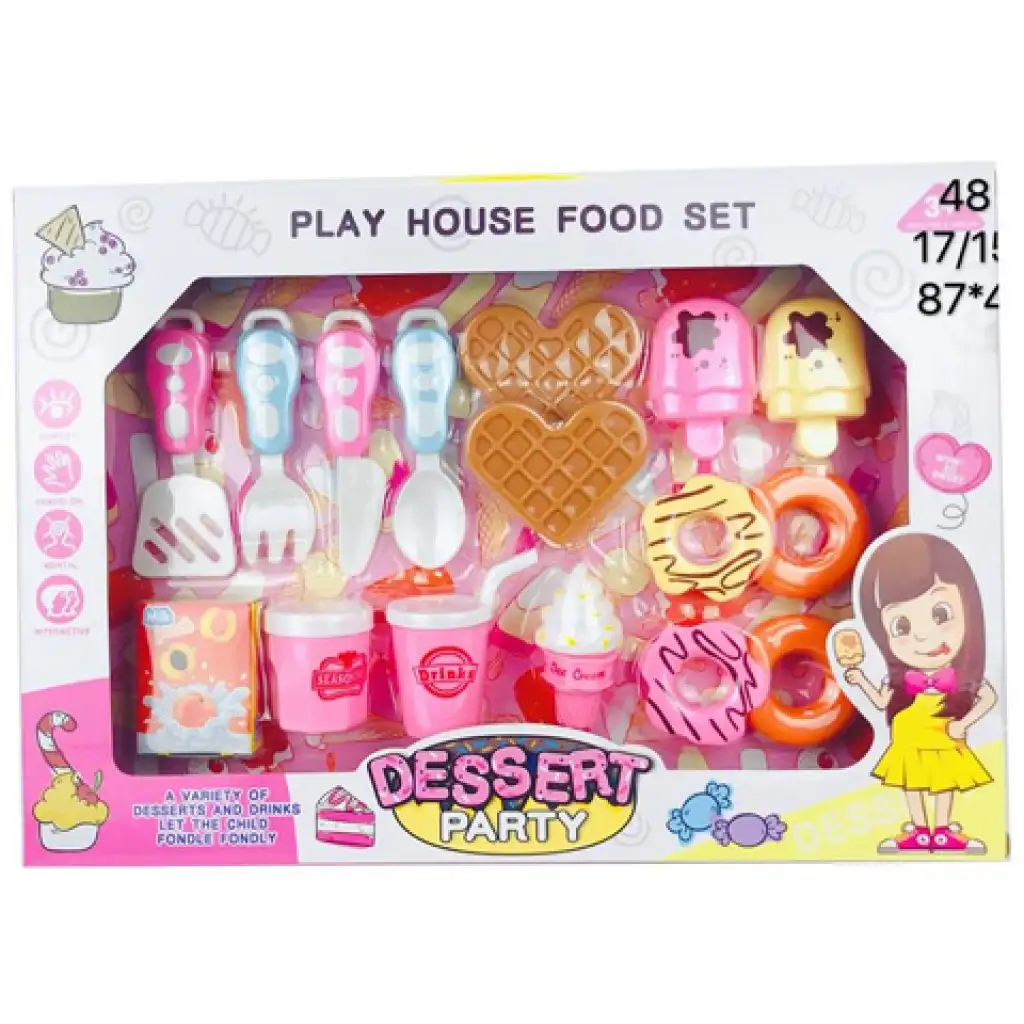 Dessert-Party Süßigkeiten-Set mit Donuts, Waffeln und Zubehör