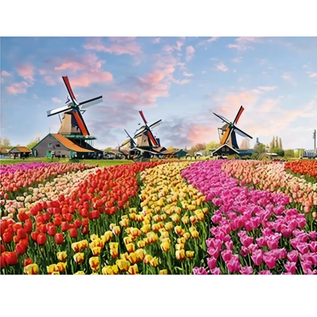 Diamantmalerei-Set: Holländisches Tulpenfeld 30x40cm