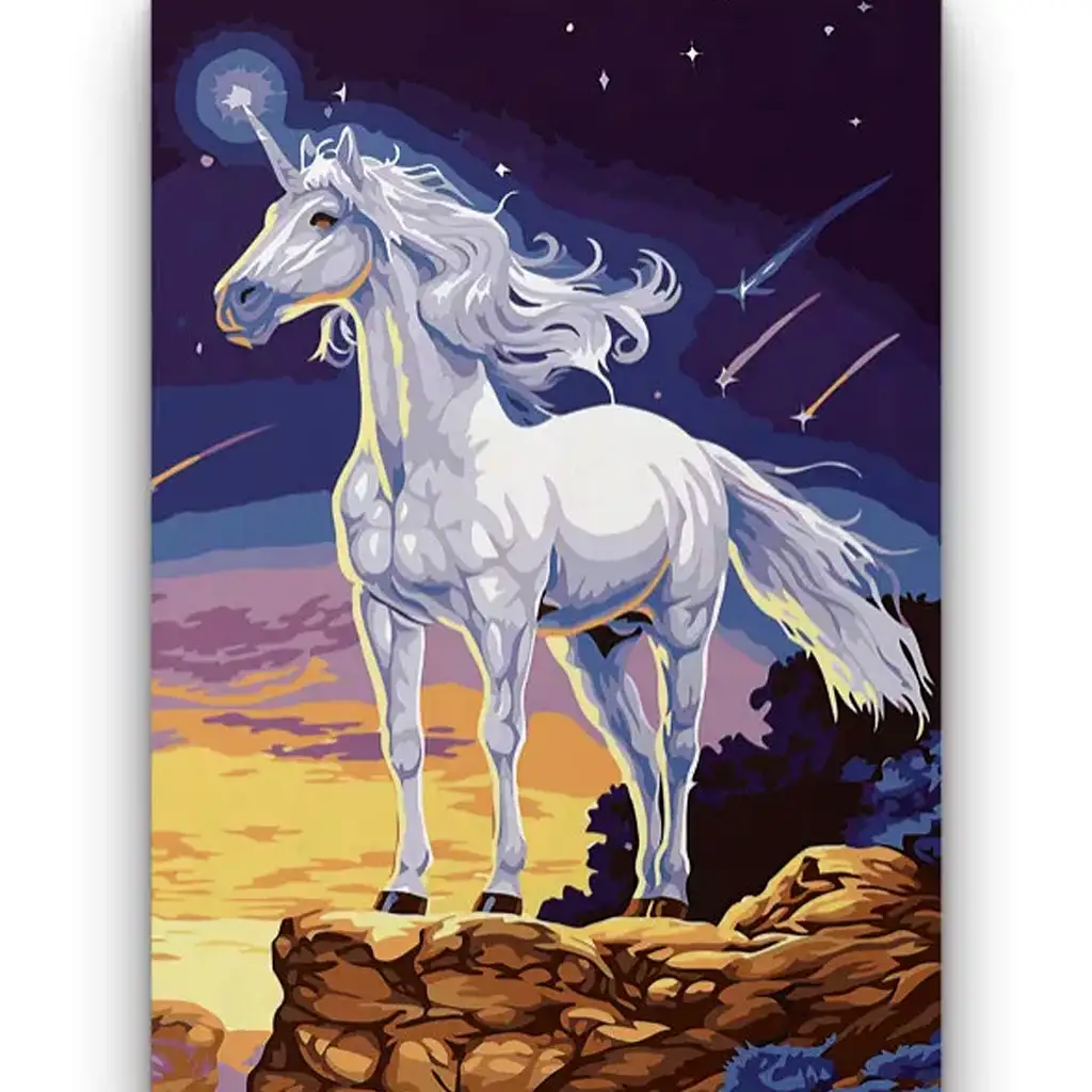 Diamantmalerei-Set: Schneeweißer Einhorn 10x15cm