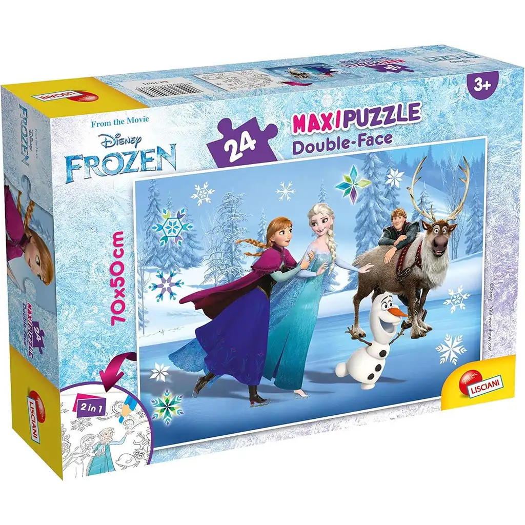 Die Eiskönigin 2-in-1 Maxi Puzzle mit 24 Teilen und Malbuch 70x50cm – Lisciani
