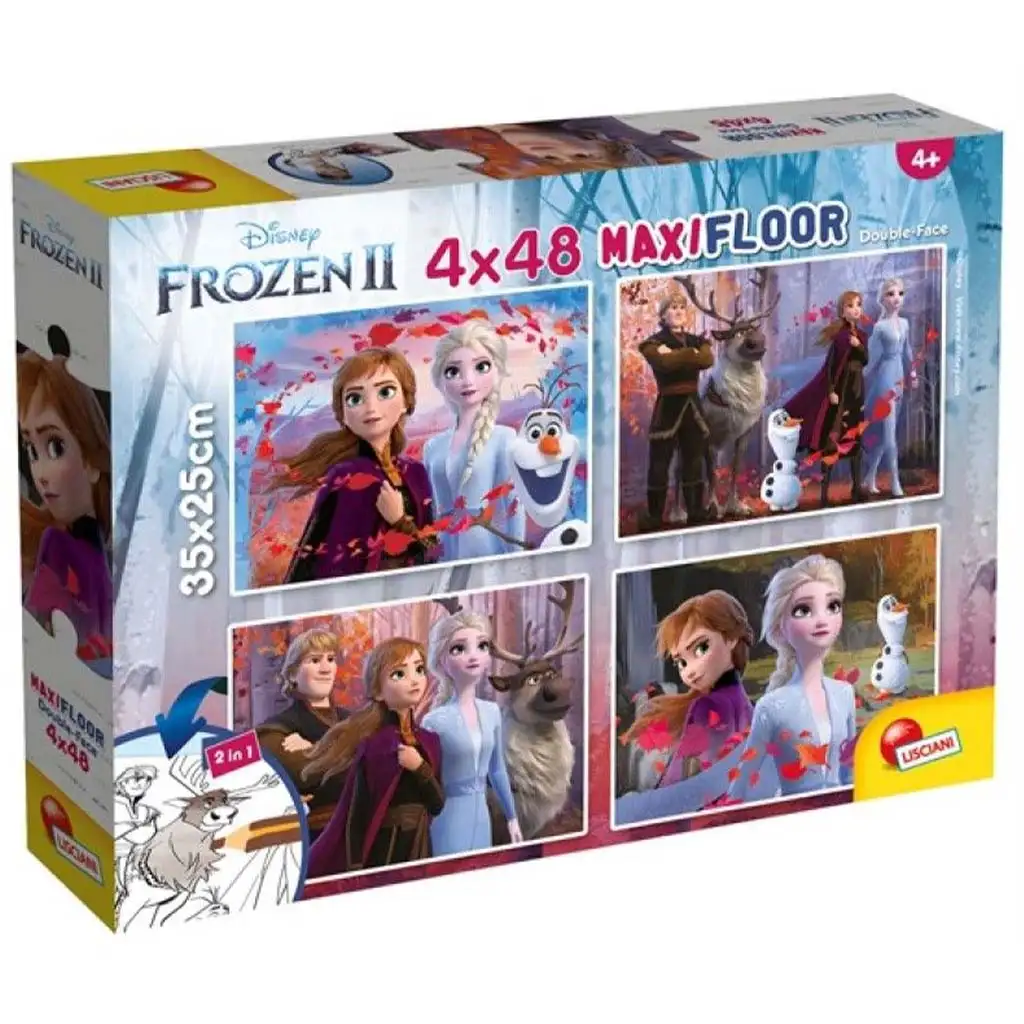 Die Eiskönigin II 2-in-1 Maxi Puzzle und Malset 4x48 Teile 35x25cm – Lisciani