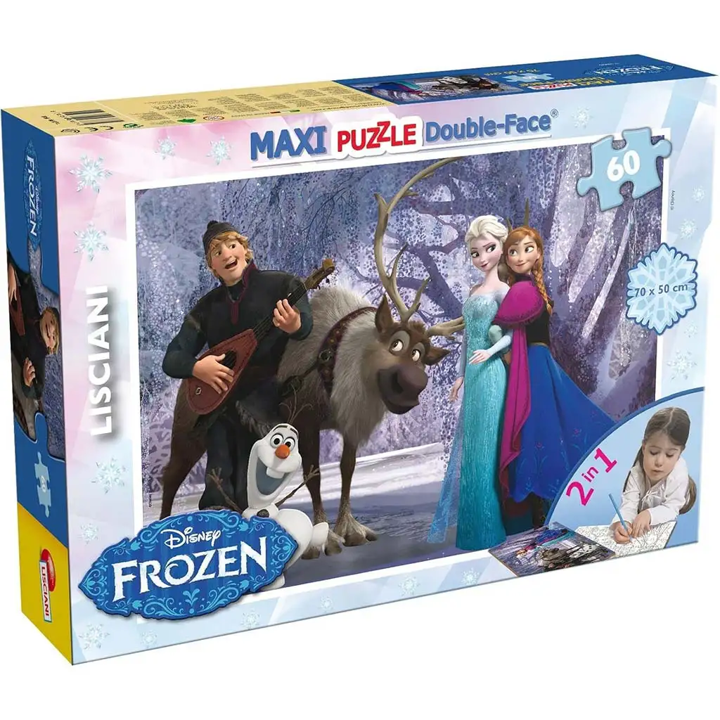 Die Eiskönigin Spaß und Musik 2-in-1 60-teiliges Maxi-Puzzle und Malset 70x50cm – Lisciani