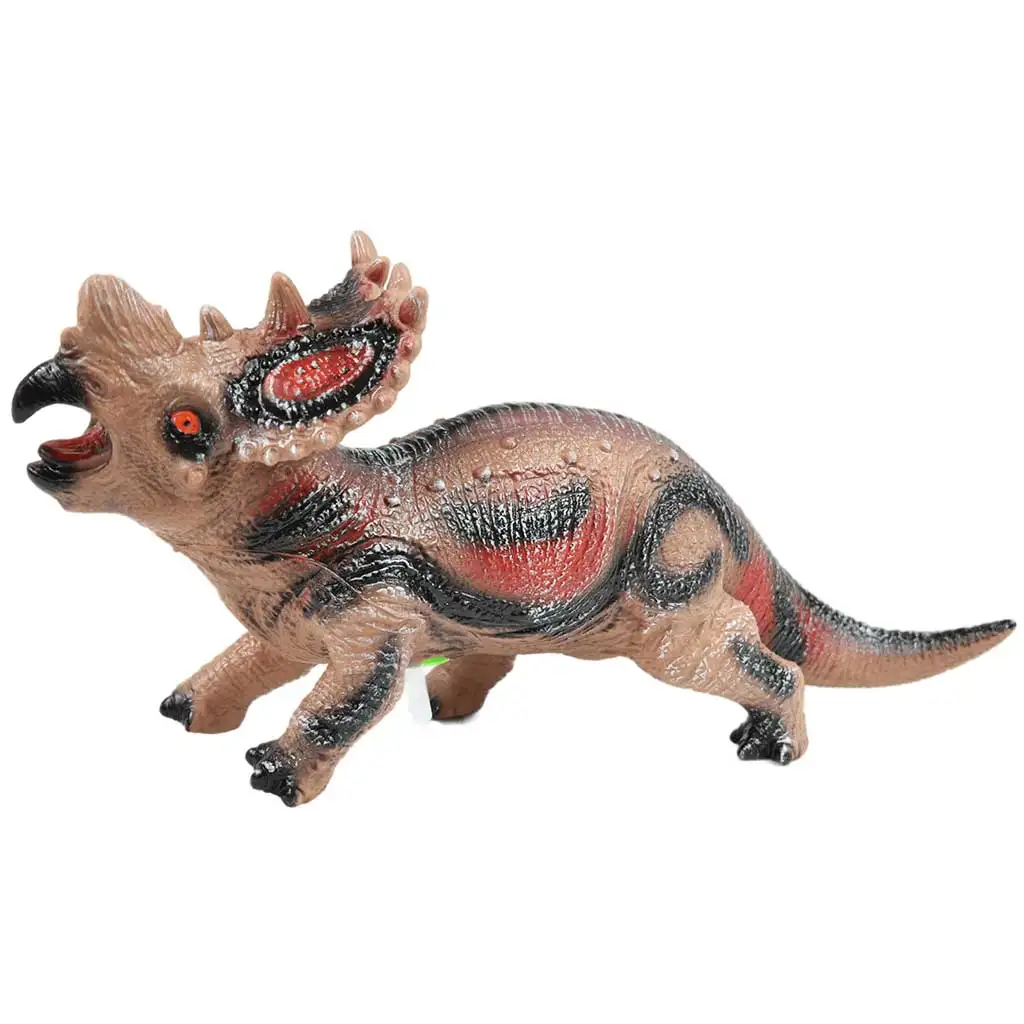Dino World: Styracosaurus Dinosaurierfigur aus Vinyl mit Geräuschfunktion und Baumwollfüllung, 35 cm