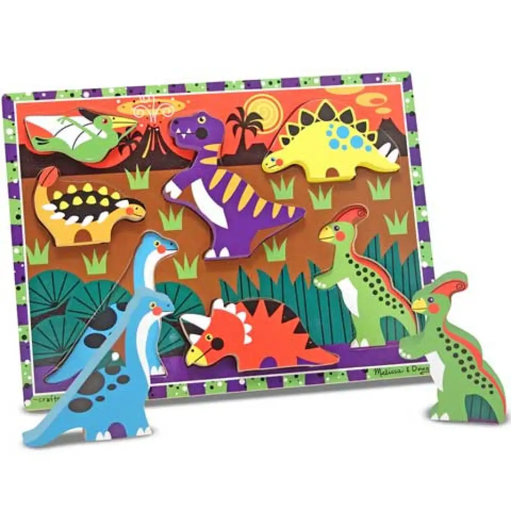 Dinosaurier leicht greifbares Holzform-Puzzle - Melissa & Doug kép 3