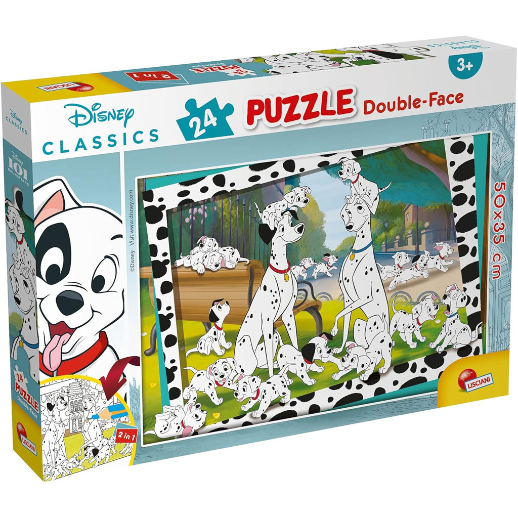 Disney 101 Dalmatiner 2-in-1 Puzzle und Malset mit 24 Teilen, 50x35cm – Lisciani