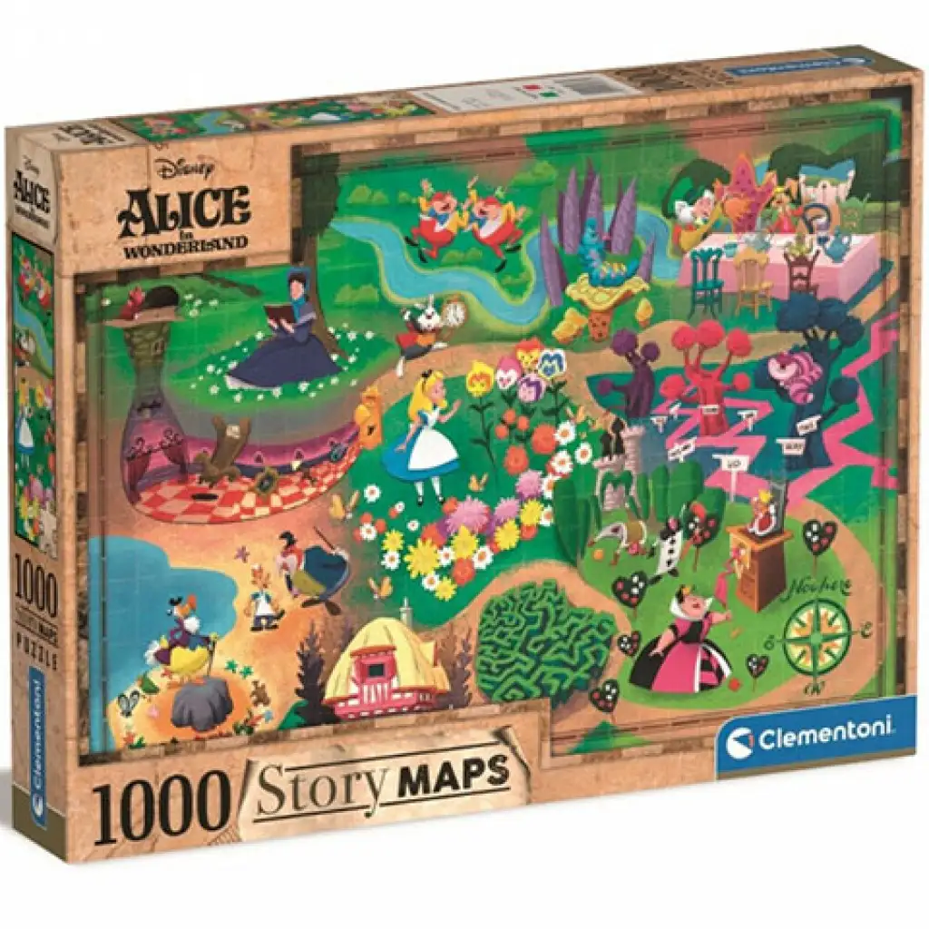 Disney: Alice im Wunderland Landkarte Puzzle 1000 Teile - Clementoni