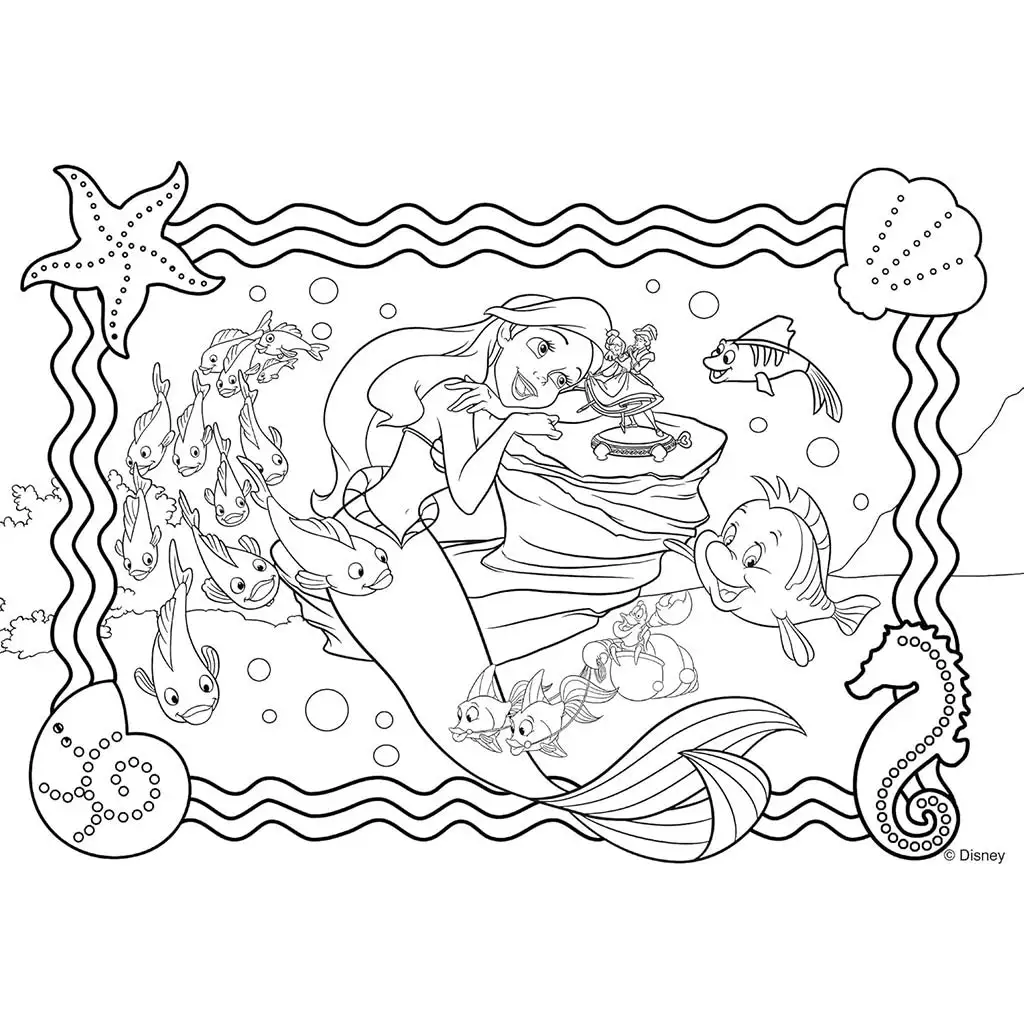 Disney Arielle 2-in-1 60-teiliges Maxi-Puzzle und Malset 70x50cm – Lisciani kép 2