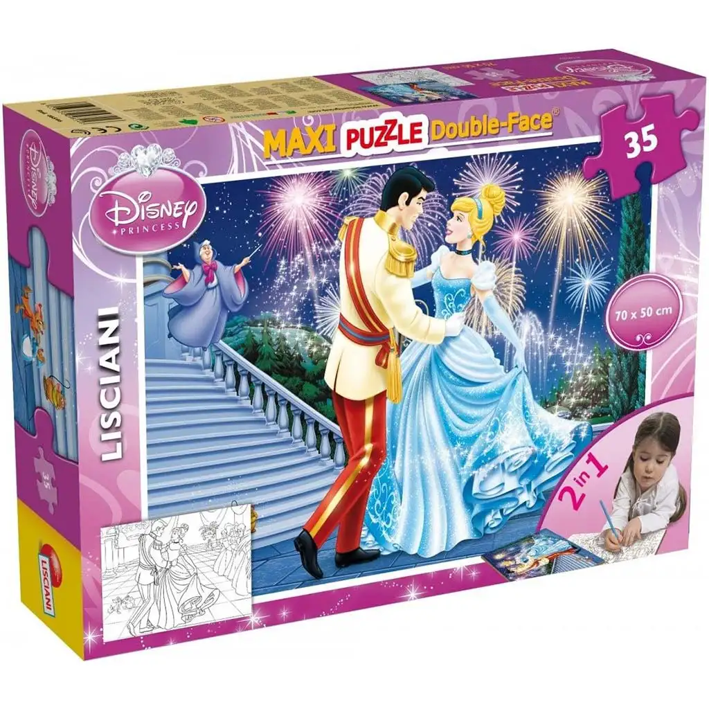Disney Cinderella 2-in-1 35-teiliges Maxi-Puzzle und Malset 70x50cm – Lisciani kép 1