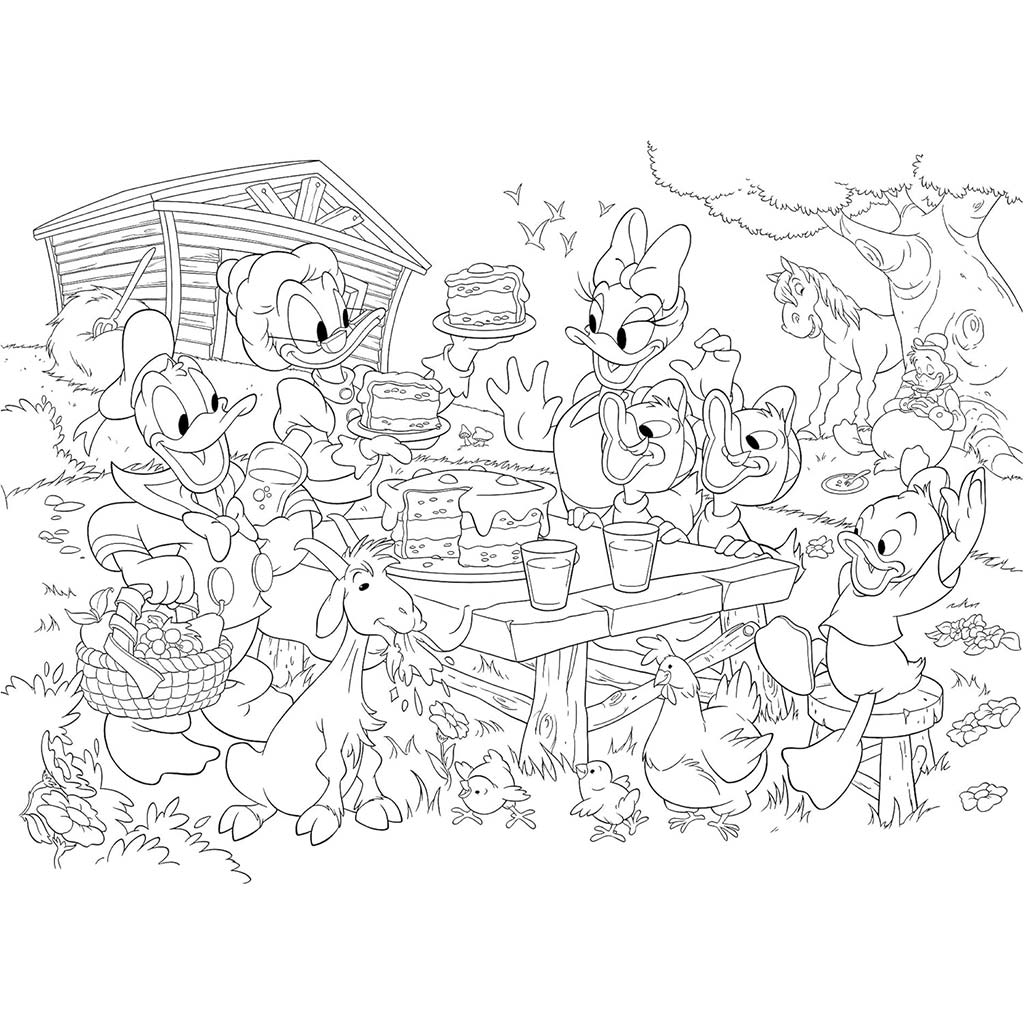 Disney Donald Duck Familie 2-in-1 Maxi 35-teiliges Puzzle und Malvorlage 70x50cm – Lisciani kép 2