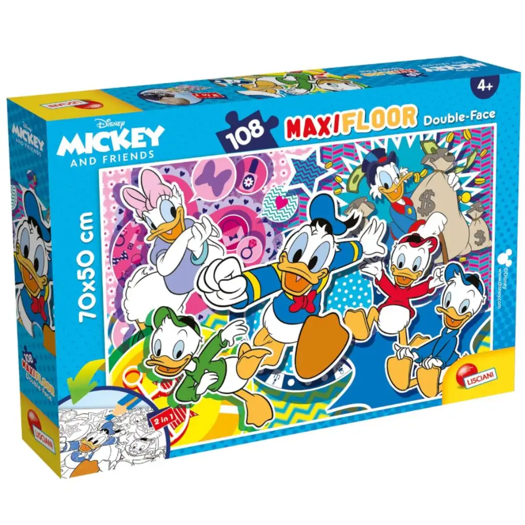Disney DuckTales 2-in-1 Puzzle mit 108 Teilen und Malbuch 70x50 cm – Lisciani