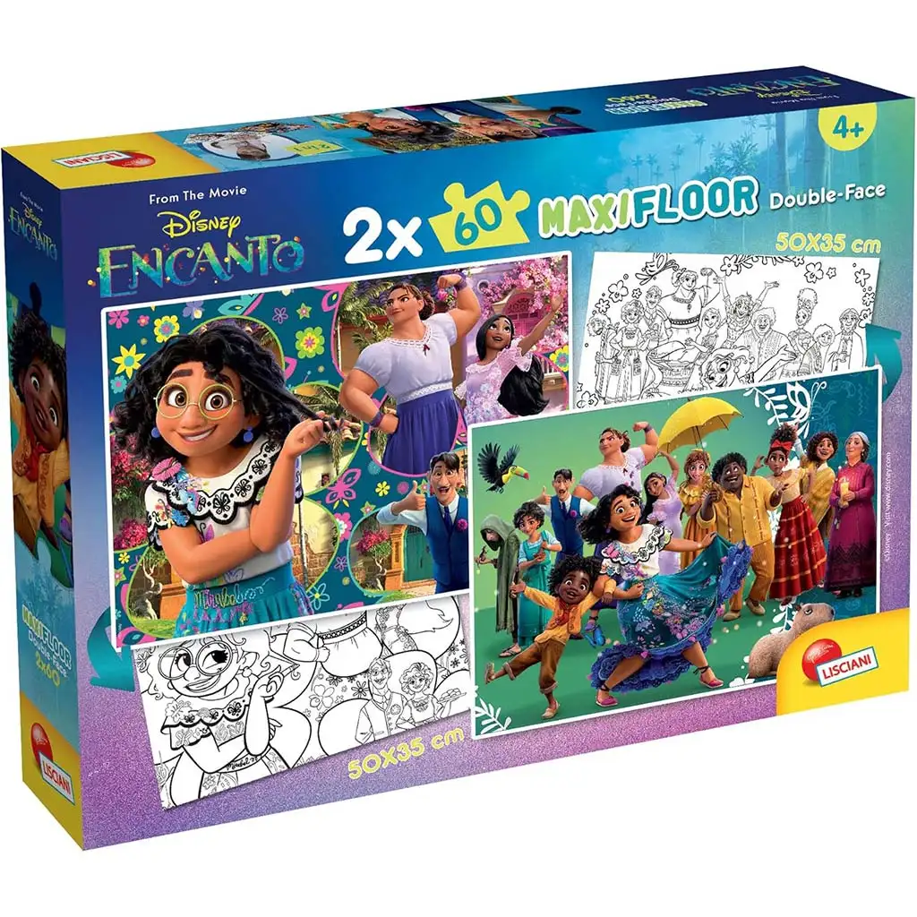 Disney Encanto 2-in-1 Maxi 2x60-teiliges Puzzle und Malset 50x35cm – Lisciani