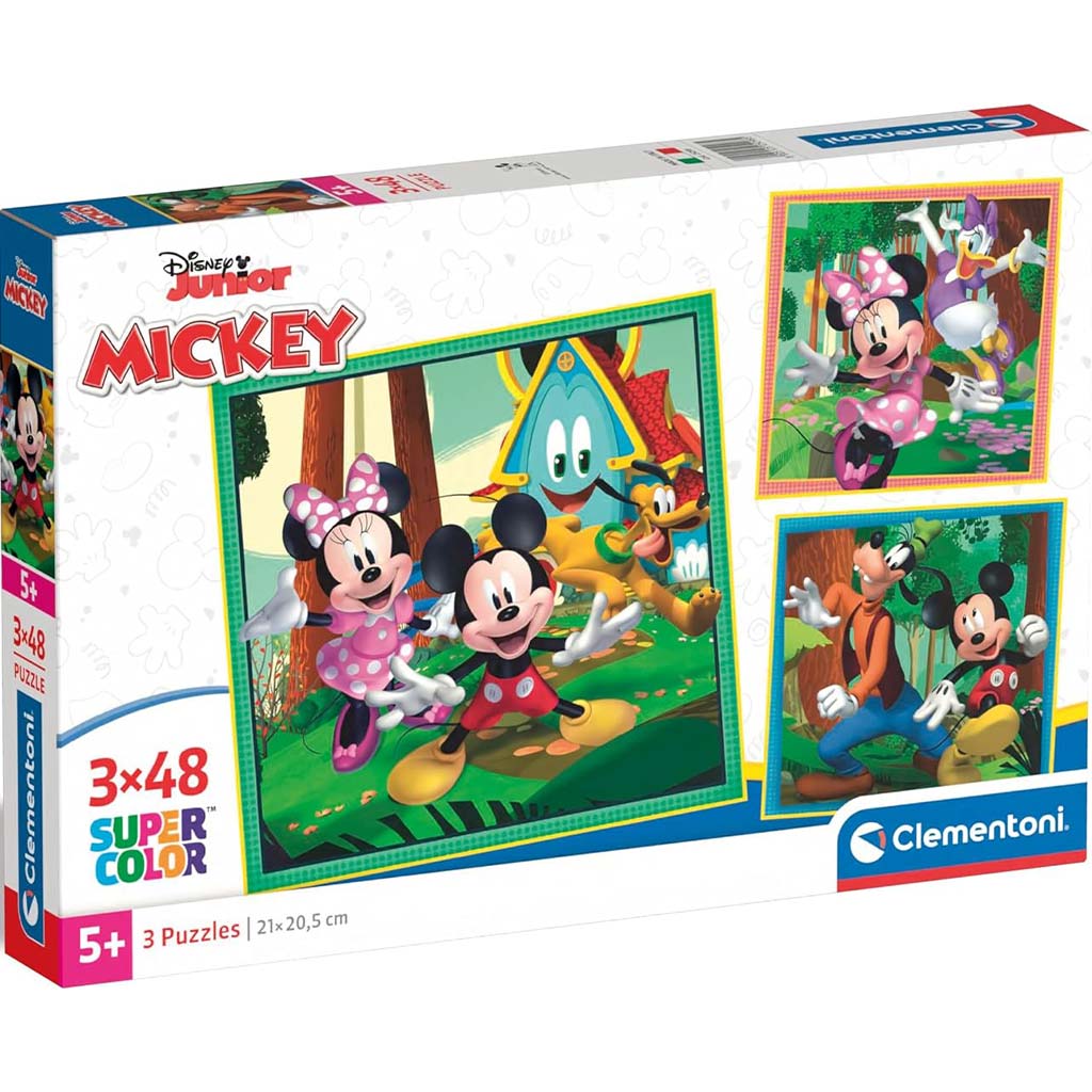 Disney+Micky+Maus+und+seine+Freunde+3x48-teilige+Supercolor+Puzzle+-+Clementoni