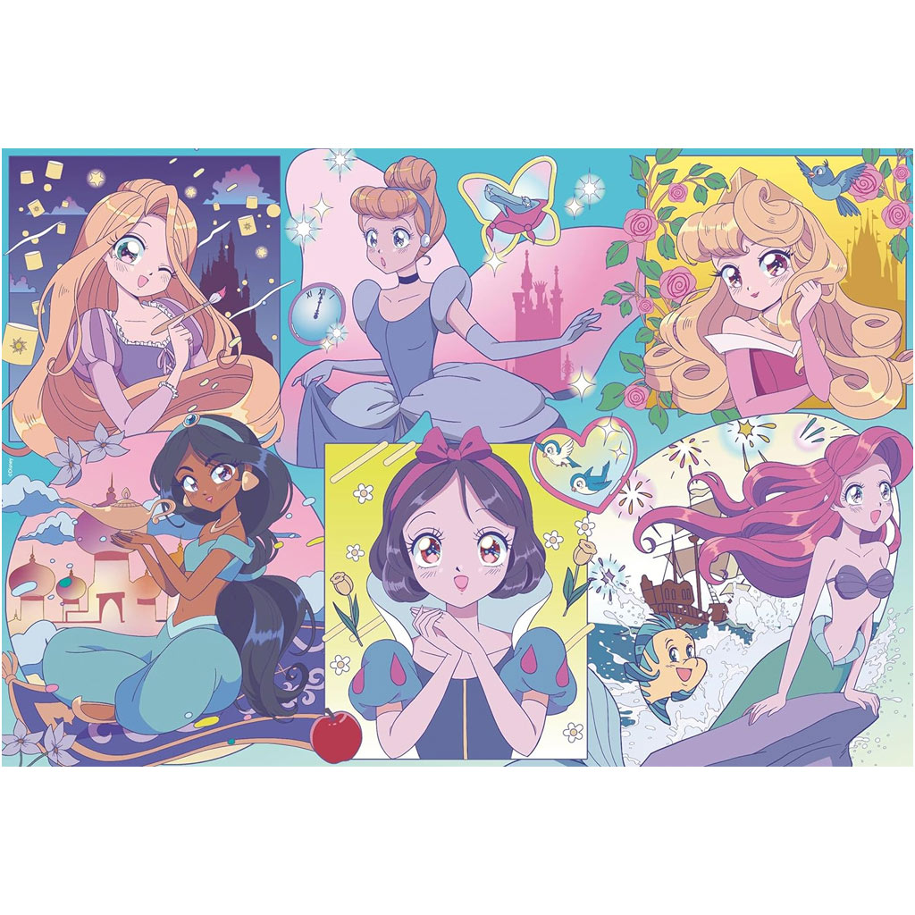 Disney Prinzessinnen – Manga-Zauber 2-in-1 250-teiliges Puzzle und Malbuch 50x35cm – Lisciani kép 2