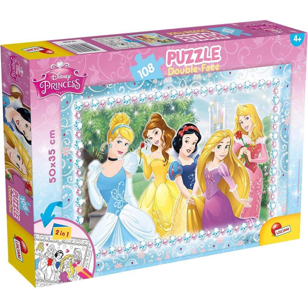 Disney Prinzessinnen 2-in-1 108-teiliges Puzzle und Ausmalbild 50x35cm - Lisciani