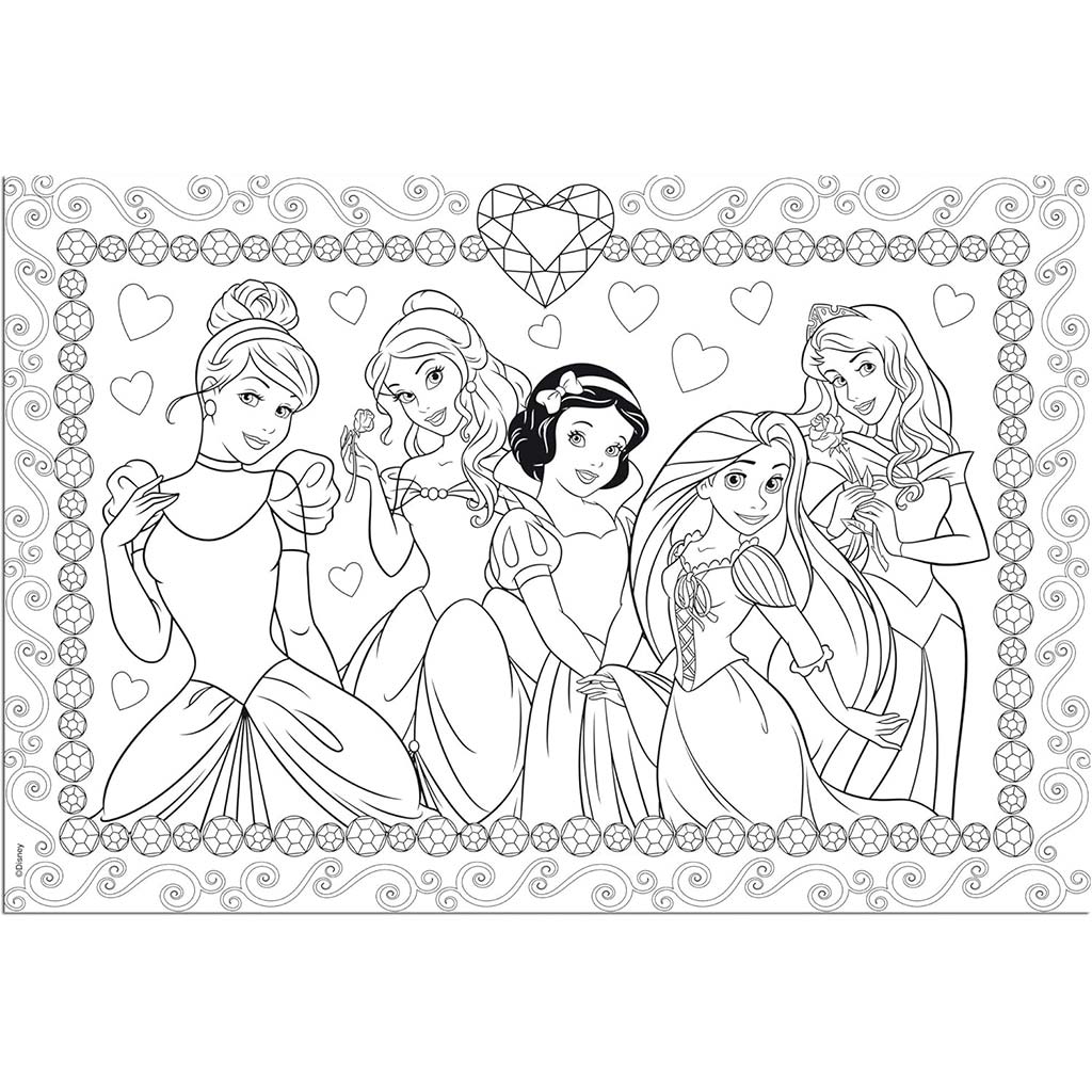 Disney Prinzessinnen 2-in-1 108-teiliges Puzzle und Ausmalbild 50x35cm - Lisciani kép 2