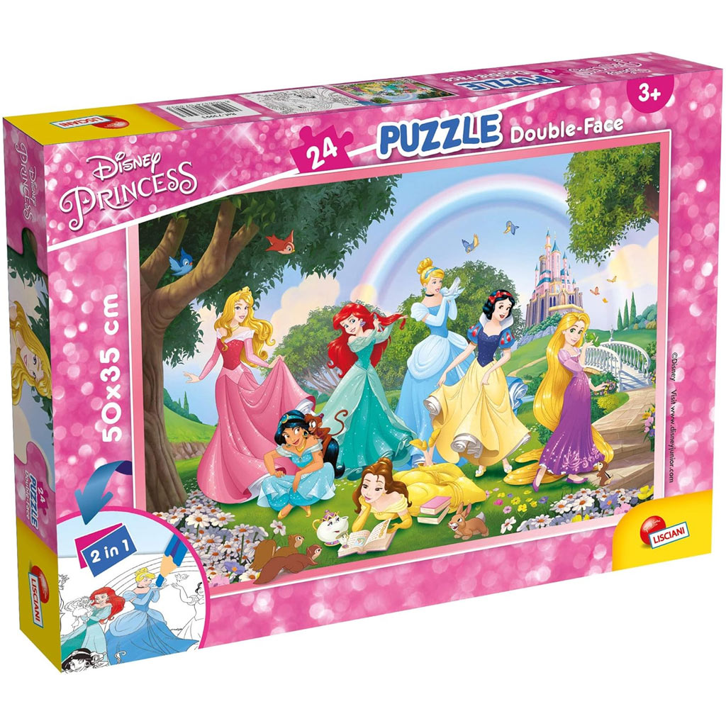 Disney Prinzessinnen 2-in-1 24-teiliges Puzzle und Malset 50x35cm – Lisciani