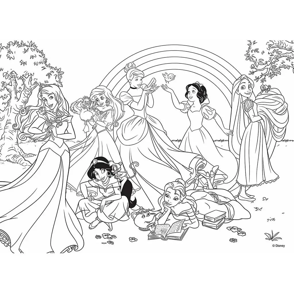 Disney Prinzessinnen 2-in-1 Maxi Puzzle mit 24 Teilen und Malset 70x50cm – Lisciani kép 2