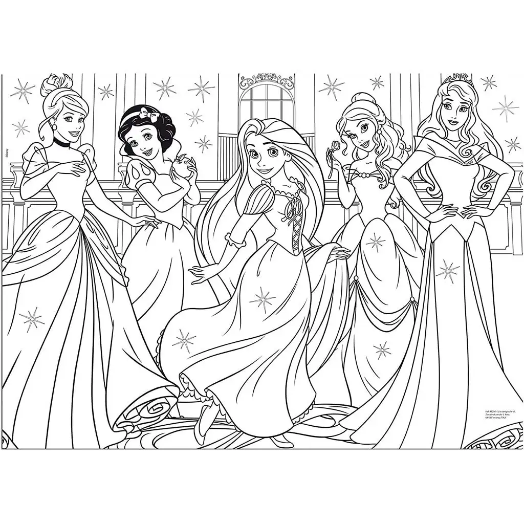 Disney Prinzessinnen 2-in-1 Maxi-Puzzle mit 60 Teilen und Ausmalbild 70x50cm – Lisciani kép 2