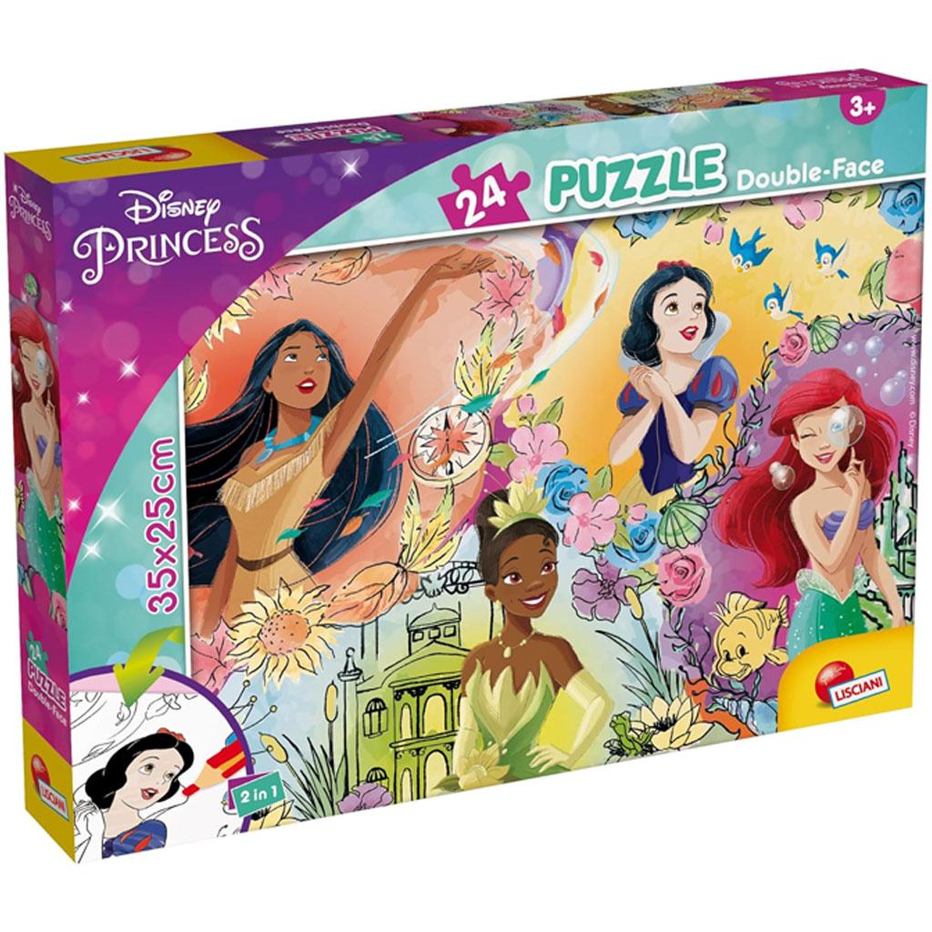 Disney Prinzessinnen 2-in-1 Puzzle und Malset, 24 Teile, 35x25 cm – Lisciani