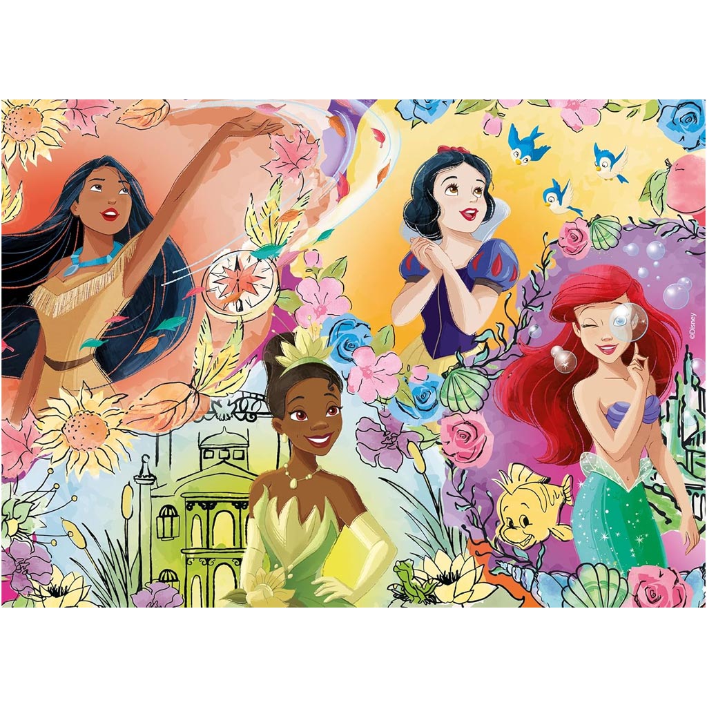 Disney Prinzessinnen 2-in-1 Puzzle und Malset, 24 Teile, 35x25 cm – Lisciani kép 3