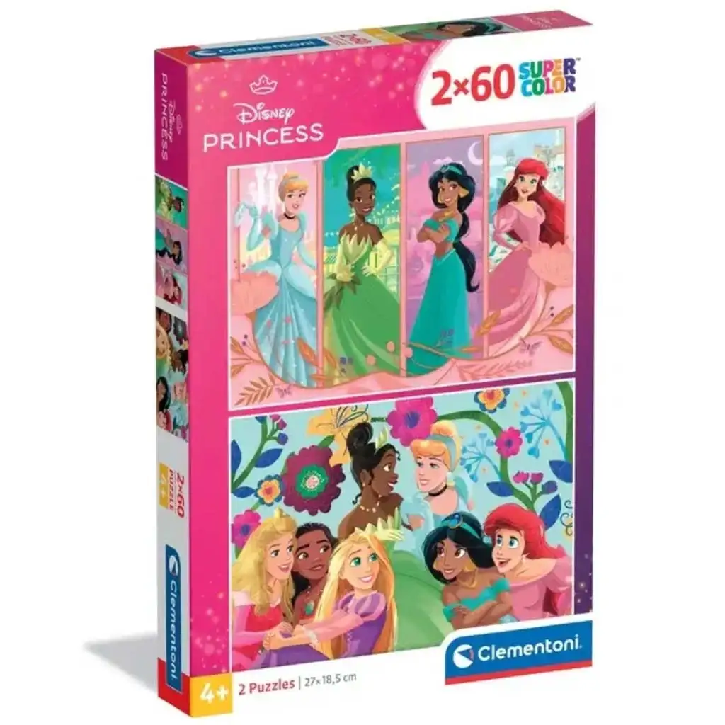 Disney+Prinzessinnen 2x60 Teile Supercolor Puzzle - Clementoni