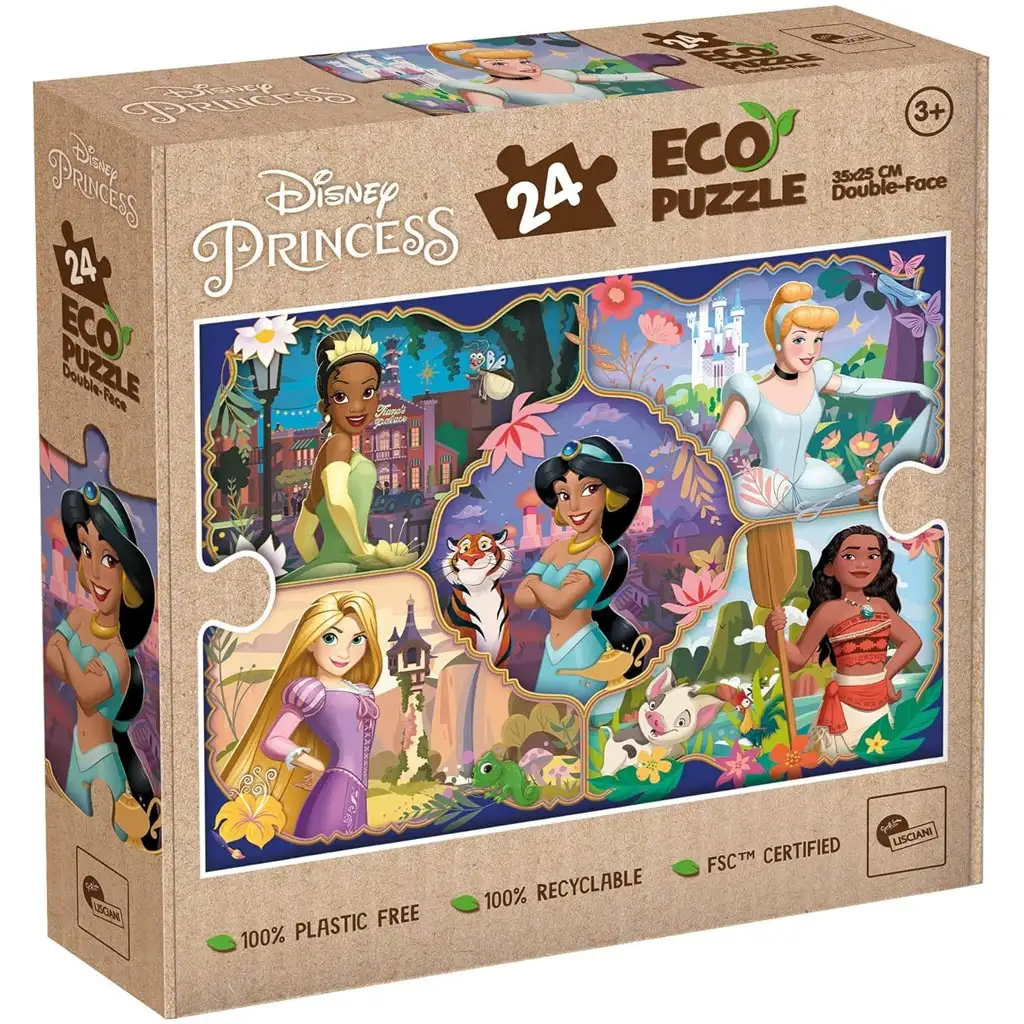 Disney Prinzessinnen und ihre Tiere 2-in-1 24-teiliges Eco Mini-Puzzle und Malbuch 35x25 cm – Lisciani
