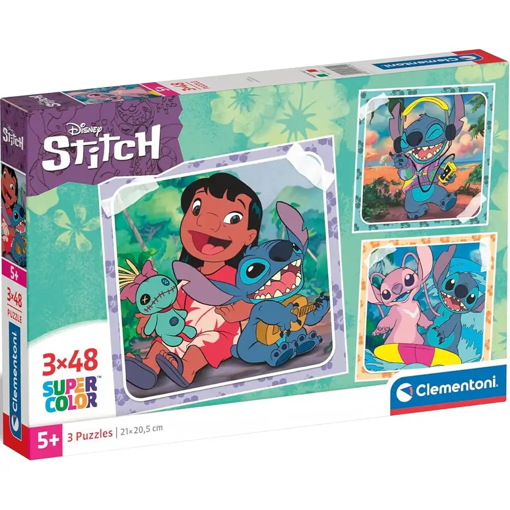 Disney+Stitch 3x48 Teile Supercolor Puzzle - Clementoni