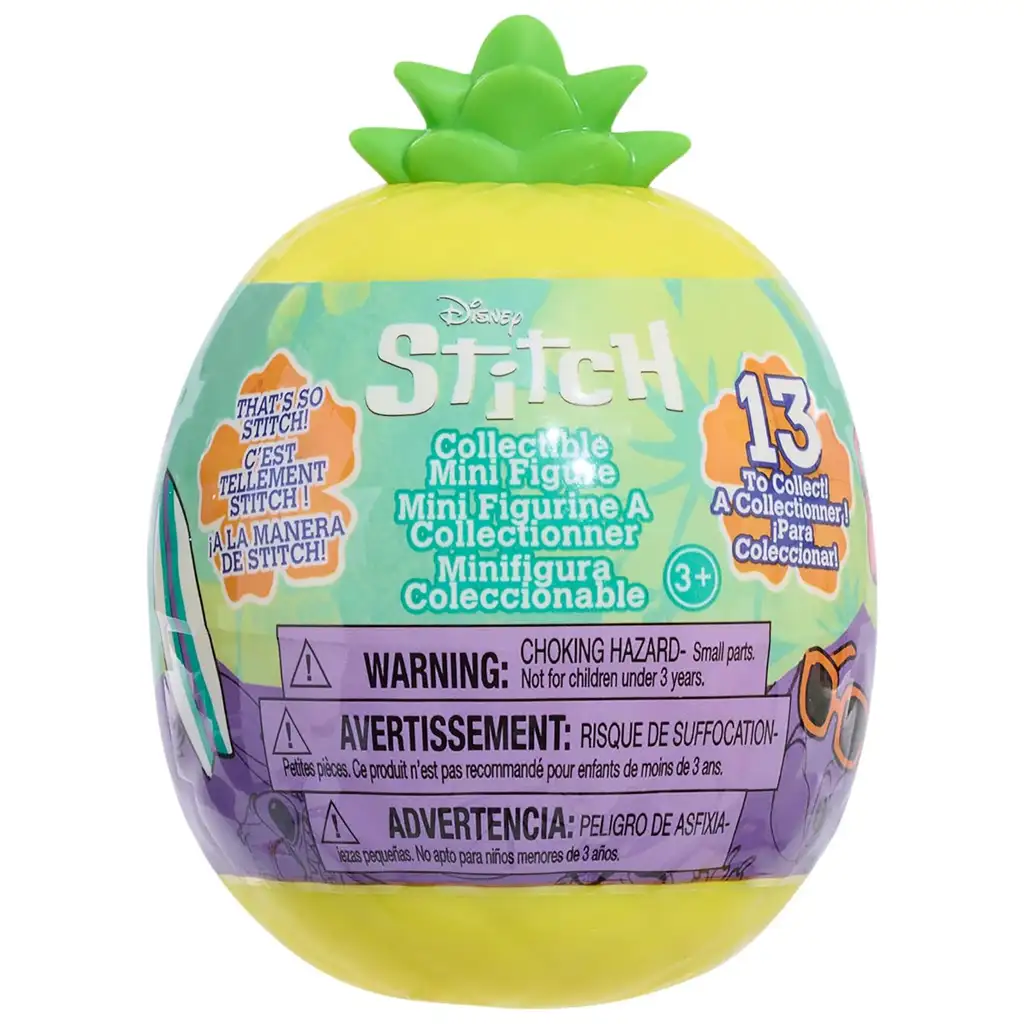 Disney+Stitch Mini-Überraschungsfigur in Ananas-förmiger Kapsel Serie 4, 1 Stück