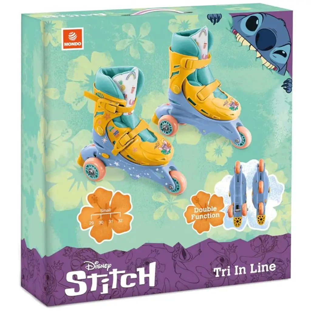 Disney+Stitch ein- oder zweireihige verstellbare Rollschuhe Größe 29-32 - Mondo Toys