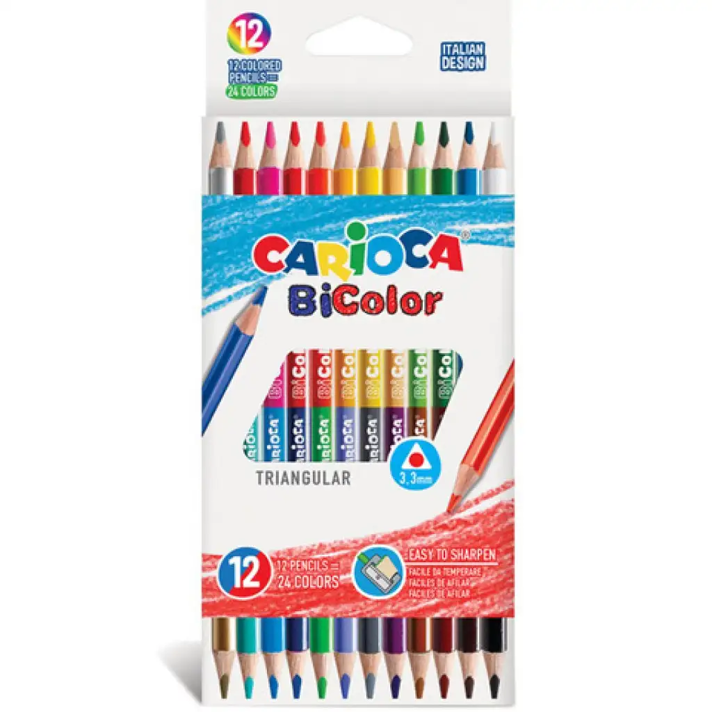 Doppelseitiges Buntstiftset 12 Stück mit 24 Farben - Carioca