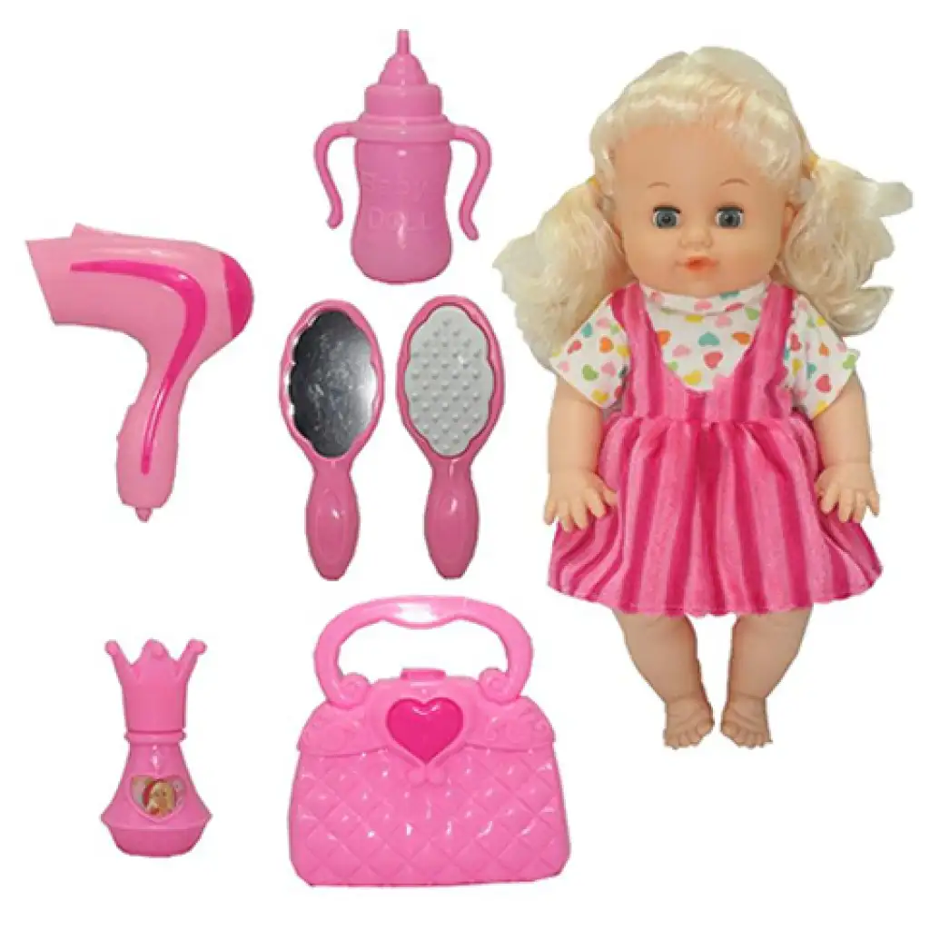 Dorina 38 cm große Puppe, die Pipi macht, mit Friseurset, Zubehör und Soundeffekten