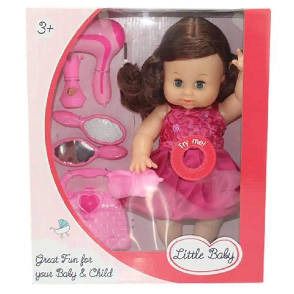 Dorina braunhaarige 36 cm große Puppe, die pinkelt, mit Friseurset, Zubehör und Soundeffekten kép 2