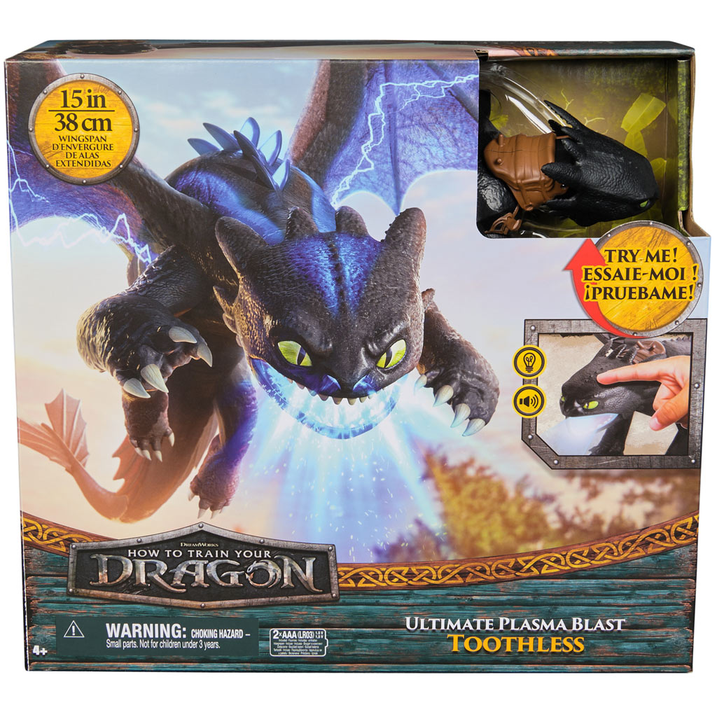 Drachenzähmen leicht gemacht: Ultimate Plasma Blast Ohnezahn Drachen-Spielzeugfigur mit Licht und Sound, 38 cm - Spin Master
