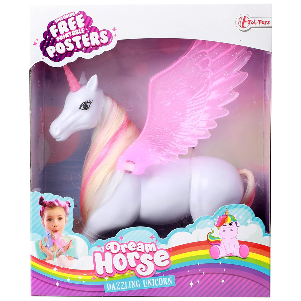 Dream Horse Glitzerndes Einhorn mit rosa Flügeln, 18 cm