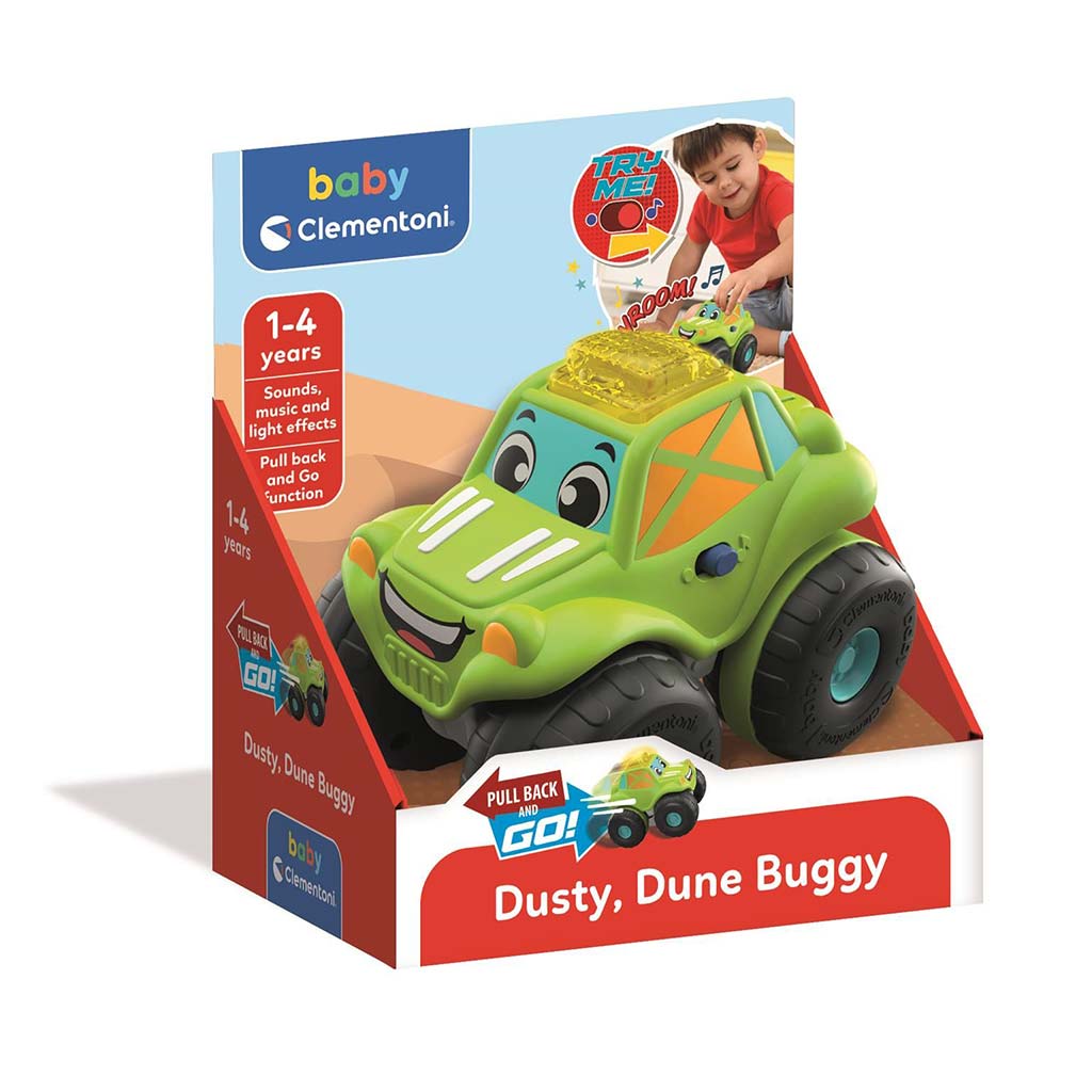 Dusty, Rückziehauto Baby-Dünenbuggy mit Sound und Licht – Clementoni