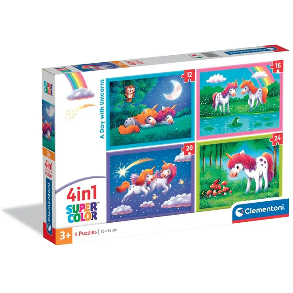 Ein Tag mit Einhörnern 4-in-1 Puzzle - Clementoni