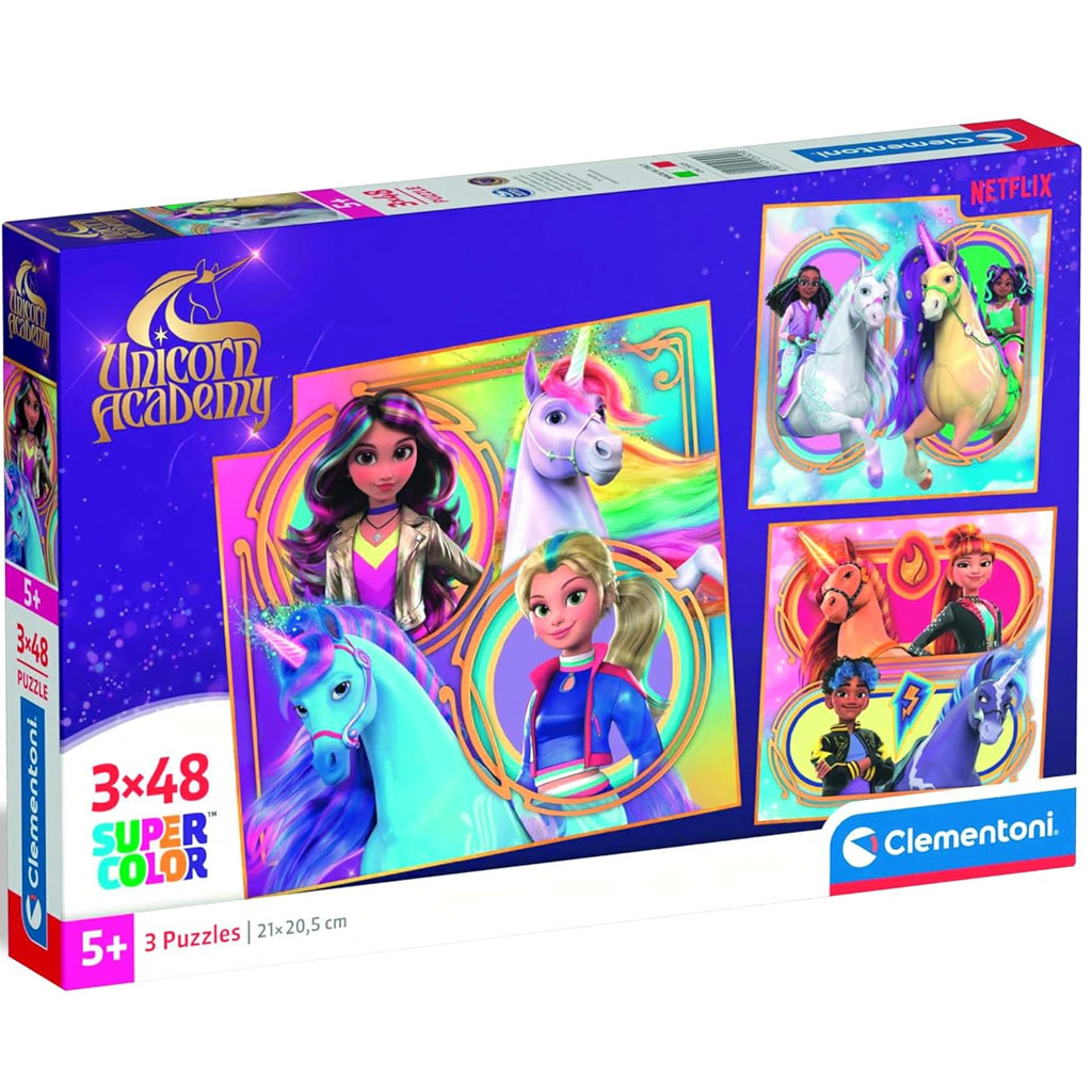 Einhorn Akademie 3x48 Teile Supercolor Puzzle - Clementoni