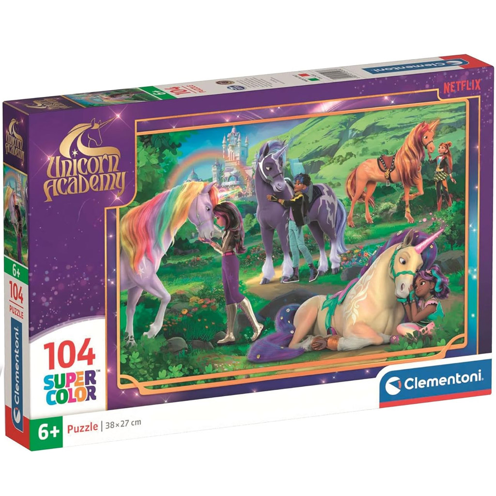 Einhorn-Akademie Regenbogen-Freundschaft 104-teiliges Supercolor Puzzle – Clementoni