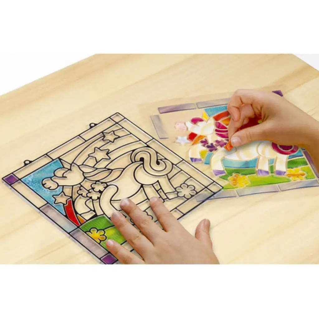 Einhorn-Buntglas-Bildherstellungsset - Melissa & Doug kép 3